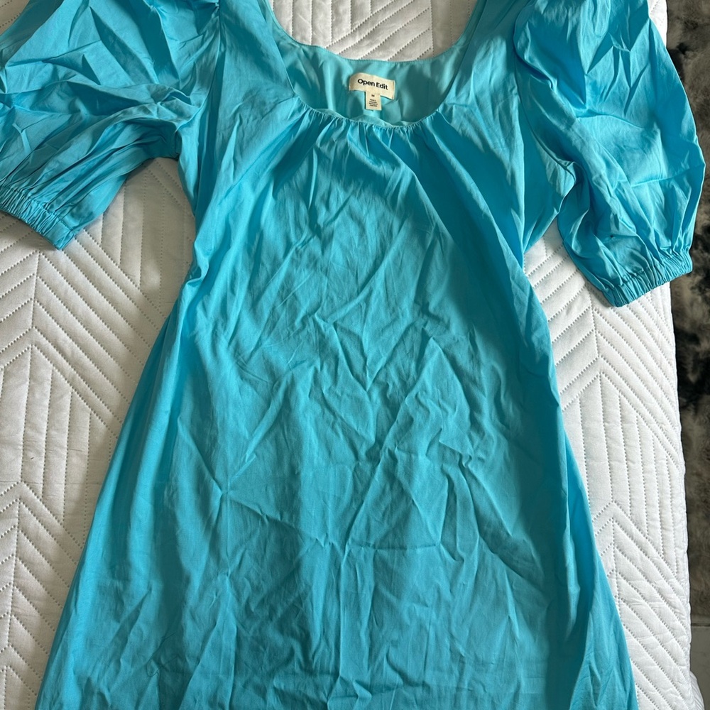 Open Edit Women's Backless Blue Dress